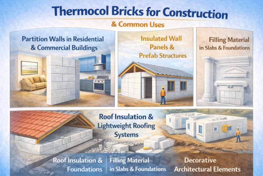 Common Uses of Thermocol Bricks for Construction